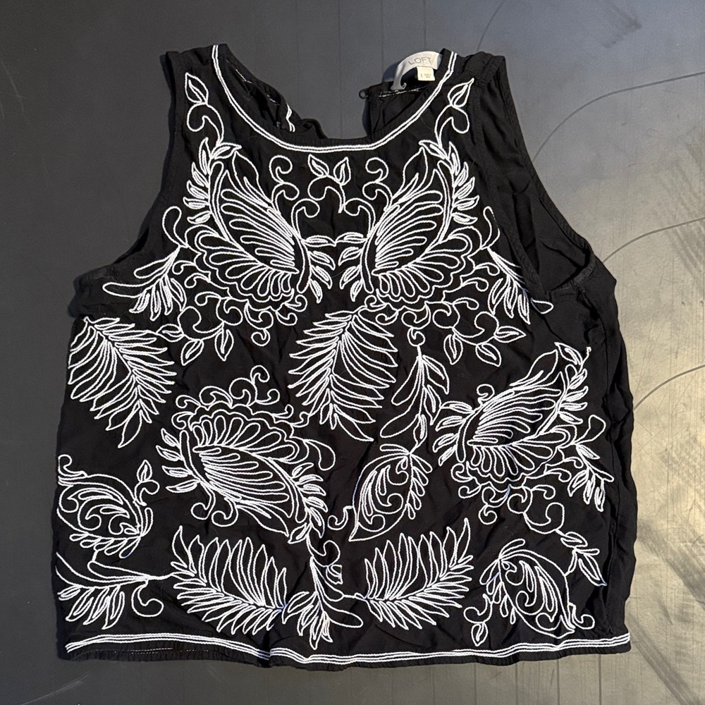 LOFT embroidered shell s black